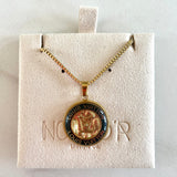 LV Pendant Necklace- BLACK/GOLD