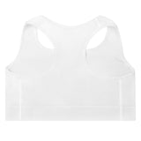 "NOMAD'R- WHITE/AQUA" Padded Sports Bra