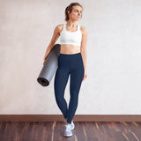 "Nomad'r Waist- AQUA/NAVY" Yoga Leggings