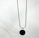 CC Classic Pendant Necklace- WHITE/SILVER