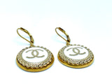 CC White & Gold Drop Earrings