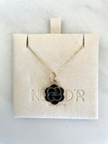 CC Petite Camellia Flower Necklace- BLACK