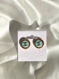 CC Small Classic Stud Earrings- BRIGHT BLUE