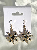 CC Swarovski Crystal & Pearl Snowflake Drop Earrings