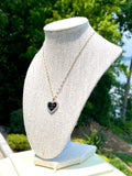 CC Halo Heart Necklace- BLACK
