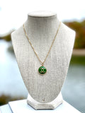 CC Medallion Necklace- GREEN