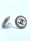 CC Small Classic Stud Earrings- WHITE/SILVER