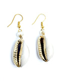 Cowrie Shell Pearl Drop Earrings