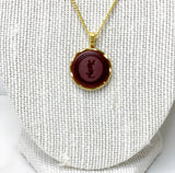 YSL Pendant Necklace- BURGUNDY