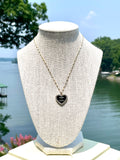 CC Halo Heart Necklace- BLACK