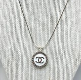 CC Classic Pendant Necklace- WHITE/SILVER