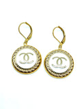 CC White & Gold Drop Earrings