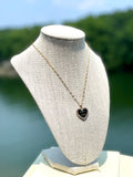 CC Halo Heart Necklace- BLACK