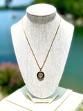 LV Pendant Necklace- BLACK/GOLD