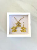 CC Quilted Logo Necklace- GOLD