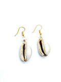 Cowrie Shell Pearl Drop Earrings