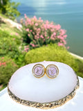 LV Purple & Gold Swarovski Crystal Stud Earrings