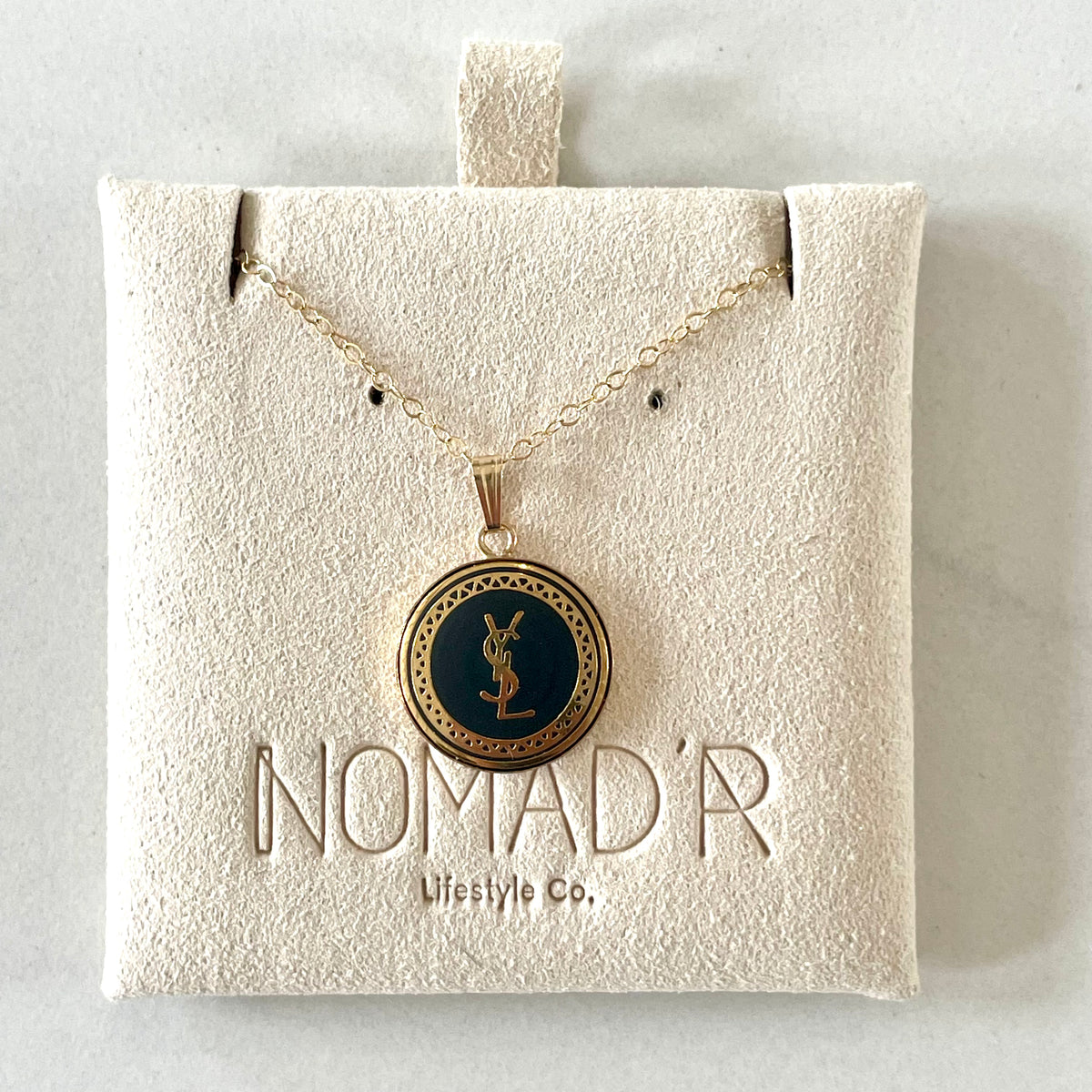 YSL Logo Pendant Necklace- GOLD – Nomad'r Lifestyle Company
