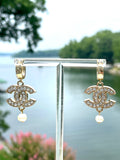CC Crystal & Freshwater Pearl Drop Earrings