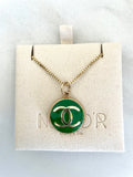 CC Medallion Necklace- GREEN