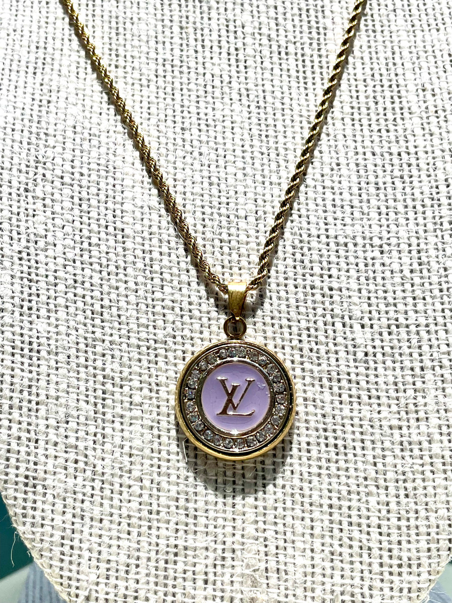 LV Purple & Gold Swarovski Halo Pendant Necklace – Nomad'r Lifestyle Company