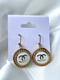 CC White & Gold Drop Earrings