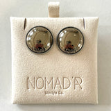 Chloé Dome Stud Earrings- GUNMETAL