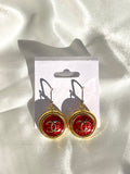CC Shimmer Drop Earrings- RED