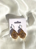 CC Gold Disc Drop Earrings