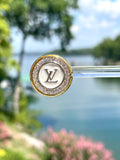 LV White & Gold Swarovski Crystal Stud Earrings