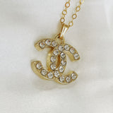 CC Crystal Logo Necklace- SMALL