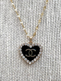 CC Halo Heart Necklace- BLACK