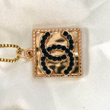 CC Square Crystal Necklace- BLACK