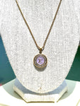LV Purple & Gold Swarovski Halo Pendant Necklace