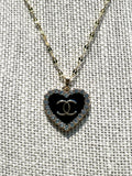 CC Halo Heart Necklace- BLACK
