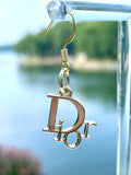CD Logo Drop Earrings- GOLD
