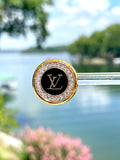 LV Swarovski Crystal Halo Stud Earrings- BLACK