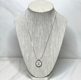 CC Classic Pendant Necklace- WHITE/SILVER