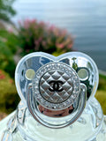 CC Baby Pacifier Quilted- SILVER
