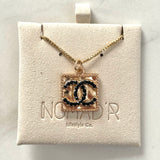 CC Square Crystal Necklace- BLACK