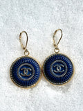 CC Medallion Drop Earrings- NAVY