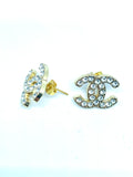 CC Crystal Stud Earrings- GOLD