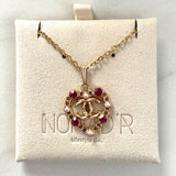 CC Heart Pendant Necklace-BURGUNDY & GOLD