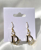 CD Logo Drop Earrings- GOLD