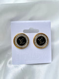 LV Swarovski Crystal Halo Stud Earrings- BLACK