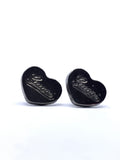GG Heart Earrings- GUNMETAL