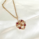 CC Heart Pendant Necklace-BURGUNDY & GOLD