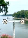 CC Small Classic Stud Earrings- WHITE/SILVER
