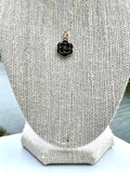 CC Petite Camellia Flower Necklace- BLACK