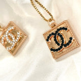 CC Square Crystal Necklace- BLACK